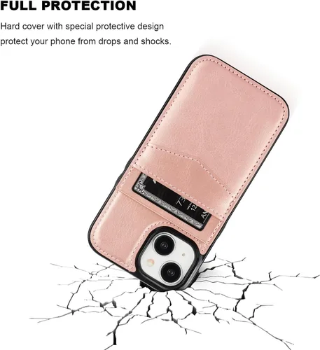 Miniatura 6 de KIHUWEY Compatible con funda tipo cartera con tapa para 15 con soporte para tarjetas de crédito, cierre magnético de cuero premium con función