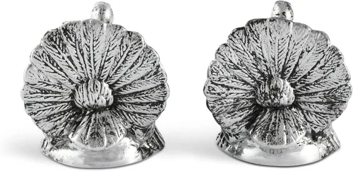 Miniatura 5 de Arthur Court Salero y pimentero de pavo de metal de aluminio de 2.25 pulgadas de alto, perfecto para tu mesa de Acción de Gracias