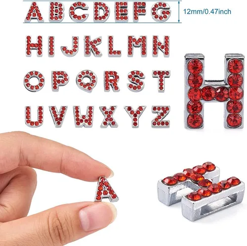 Miniatura 2 de KISSITTY 52 unids/caja de aleación de diamantes de imitación del alfabeto colgantes de cristal de la letra A-Z metal luz Siam suelta cuentas