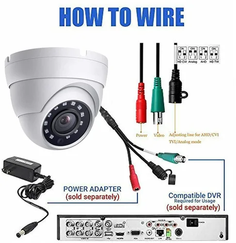 Miniatura 6 de Real HD Cámara de seguridad de vigilancia CCTV analógica de 5 MP coaxial TVI CVI, ángulo de visión amplio de 0.110 in 100°, visión nocturna IR de 65