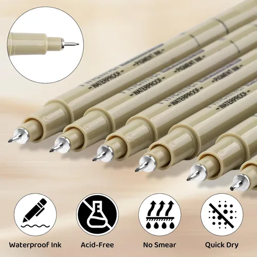 Miniatura 3 de Paquete de 6 bolígrafos de escritura de punta extrafina – Bolígrafo ultrafino de 0.010 in – Delineador fino de punta micro línea – Marcadores