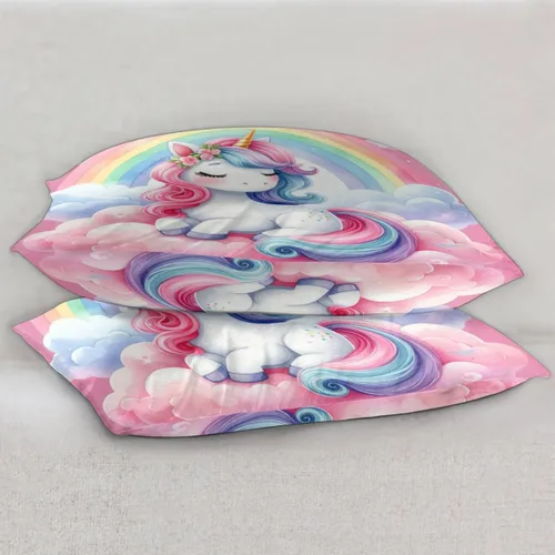 Miniatura 5 de Funda de almohada de satén de unicornio rosa lindo para cabello y piel, tamaño estándar, funda de almohada de seda suave de satén refrescante