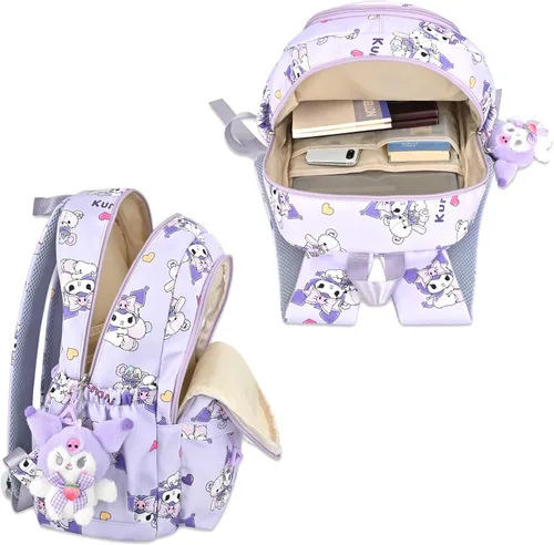 Miniatura 5 de Roffatide Dibujos animados en toda la impresión casual mochila portátil mochila bicicleta viaje senderismo mochila mochila púrpura