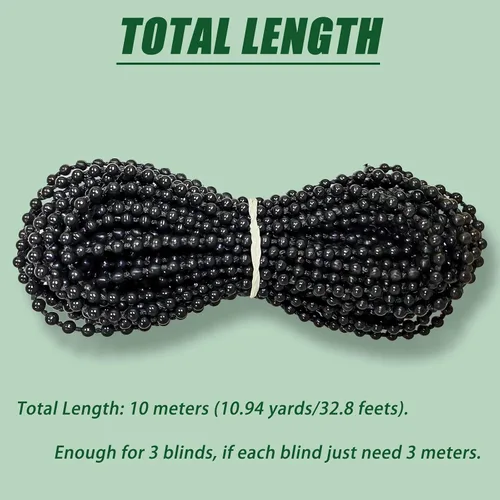 Miniatura 3 de Cable de cadena de plástico con cuentas de 32.8 ft, persiana enrollable vertical romana, reparación de cadena con 10 clips de conector versión