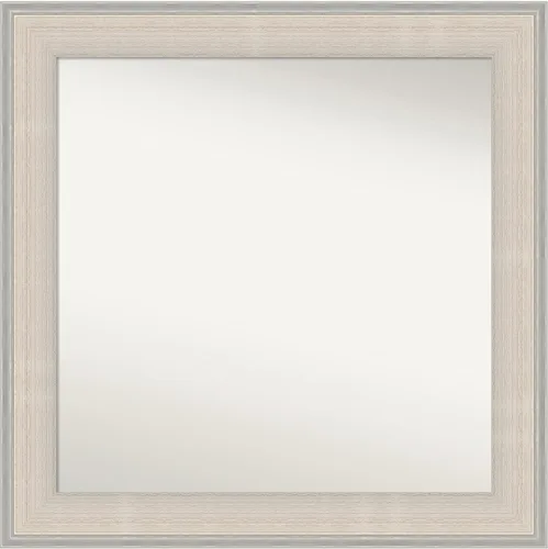 Amanti Art Espejo de baño blanco para sobre el fregadero, 25 x 25 pulgadas, espejo de tocador cuadrado blanco y plateado, marco de madera de cabaña