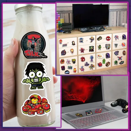 Miniatura 2 de 200 calcomanías de héroe para adolescentes, calcomanías de superhéroe, impermeables, con temática de leyendas de cómics, calcomanías para laptop