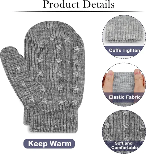 Miniatura 103 de ONESING 5 pares de guantes de invierno negros para bebés y niñas - Guantes cálidos para recién nacidos