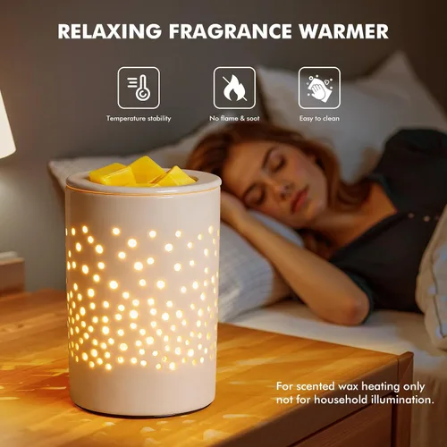 Miniatura 2 de Bobolyn Calentador eléctrico de cera de cerámica, calentador de velas, lámpara de cera derretida, calentador de fragancias, regalo ideal para bodas