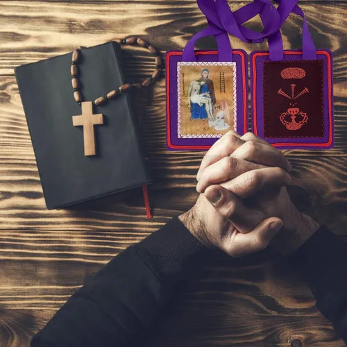 Miniatura 5 de Escapularios católicos, Escapulario púrpura de bendición y protección, Escapulario de Marie Julie Jahenny, Escapularios Católicos, Escapularios