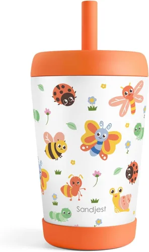 Miniatura 14 de Vaso de acero inoxidable aislado para niños con popote de silicona, taza para sorber de 12 onzas para niños (alfabeto)