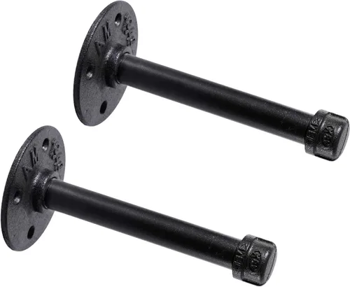 Soportes industriales de tubo de hierro negro de 1/2 pulgada, soporte rústico para colgar en la pared, soportes de tubo personalizados para estantes