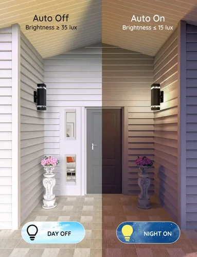 Miniatura 3 de iYogaled Lámpara exterior del amanecer al anochecer, luces de pared exteriores dobles hacia arriba, luces exteriores modernas para casa, aplique