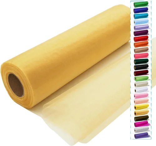 Miniatura 23 de Rollos de tela de tul negro con cristales y organza 12 pulgadas por 150 pies (45,72 m), tela transparente para manualidades, lazos de tutú