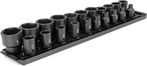 Miniatura 9 de TEKTON Juego de llaves de vaso de impacto profundo de 6 puntos con rieles de 1/2 pulgada, 31 piezas (8-38 mm) SID92105