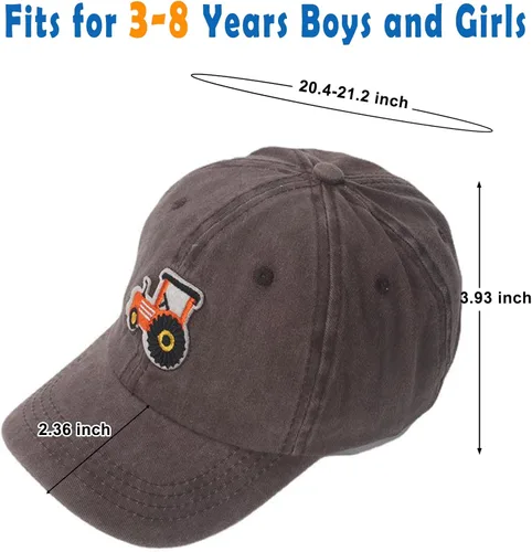 Miniatura 5 de Gorras de béisbol de tractor de granja para niños y niñas, sombrero vintage lavado, ajustable, divertido sombrero para papá para niños pequeños de 3