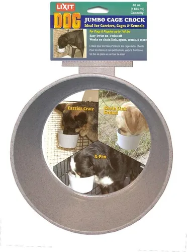 Miniatura 4 de Lixit Quick Lock - Cuencos extraíbles para perreras para perros de alambre y cajas de lados suaves (caja de alambre de 20 onzas, granito)