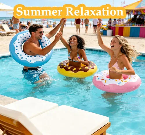 Miniatura 7 de Luau - Flotadores de piscina hawaianos - Tubos inflables para adultos, tubo inflable para piscina, anillo de natación para decoración de fiesta