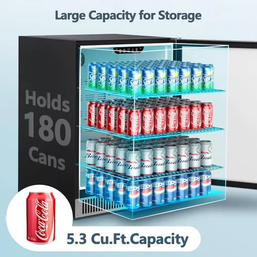 Miniatura 2 de Coolski - Refrigerador de bebidas de 24 pulgadas, 180 latas, debajo del mostrador, con acero inoxidable, refrigerador integrado y de pie