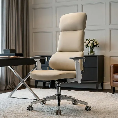 Miniatura 10 de EUREKA ERGONOMIC Remi - Silla de oficina con respaldo alto, silla de oficina de piel sintética con ruedas, silla de escritorio de cuero, silla