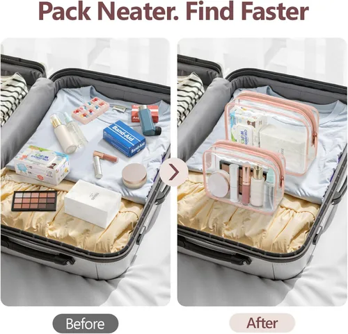 Miniatura 9 de PACKISM Neceser aprobado por la TSA, paquete de 2 – 1 mediano de cuarto de galón de mano de la TSA y 1 grande para equipaje facturado, bolsa de 4