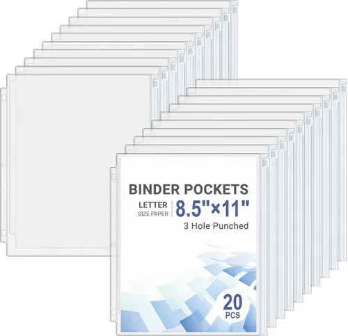 Miniatura 12 de Antner 20 piezas de bolsillos para carpeta A5 con 6 agujeros, insertos para planificador de presupuesto, sobres para rellenar con efectivo