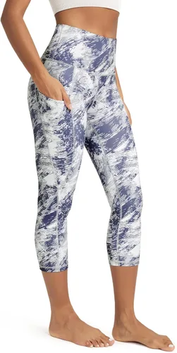 Miniatura 102 de ODODOS - Leggings capri de cintura alta para mujer con bolsillos, control de abdomen, no se transparentan, para entrenamiento atlético, running