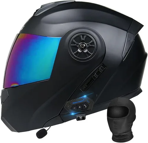 Miniatura 15 de Casco Modular de Motocicleta Bluetooth Aprobado DOT/ECE de Cara Completa Abatible Anti-Empañamiento Doble Visera Casco con Altavoz Dual Incorporado