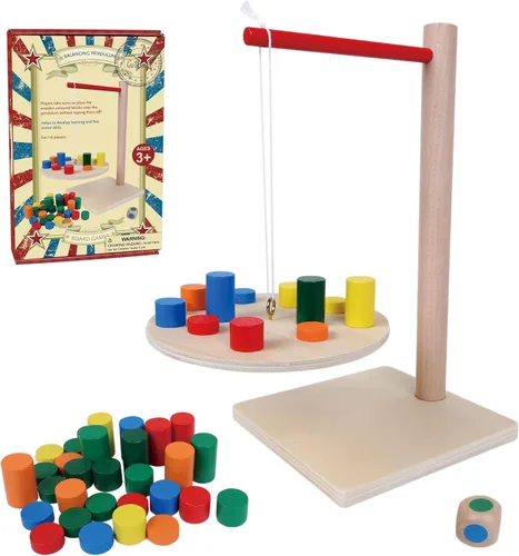 GOTHINK Juego de Péndulo de Equilibrio de Madera, 42 Piezas Juguetes de Equilibrio Montessori para Niños y Adultos, Juguete Educativo Interactivo