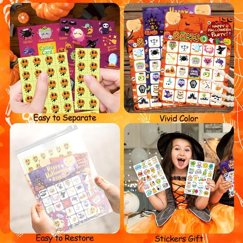 Miniatura 3 de YTSQLER Juego de bingo de Halloween para 24 jugadores, tarjetas de bingo de Halloween, juegos de fiesta de Halloween para niños y adultos, actividad