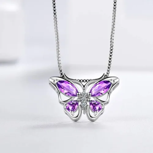Miniatura 4 de Aurora Tears Butterfly Jewelry,Women 925 Sterling Silver Butterflies Birthstone Pendant NecklaceEarringsRings Wedding Gift