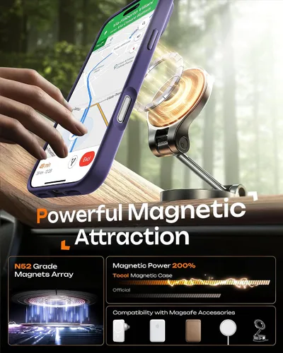 Miniatura 46 de TOCOL Funda para iPhone 11, compatible con Magsafe, protección completa de cámara, imanes integrados, protección contra caídas, funda translúcida