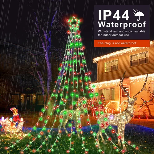 Miniatura 4 de Decoración al aire libre para Navidad (nueva), 320 luces LED colgantes centelleantes en forma de hadas para decoración de árbol al aire libre