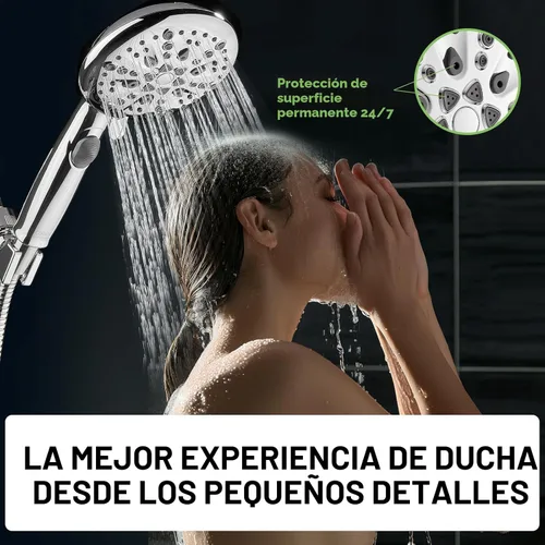 Miniatura 7 de Cobbe Cabezal de ducha de 9 funciones con rociador eléctrico integrado, interruptor de palanca de encendido y apagado de ahorro de agua de 1.8 GPM