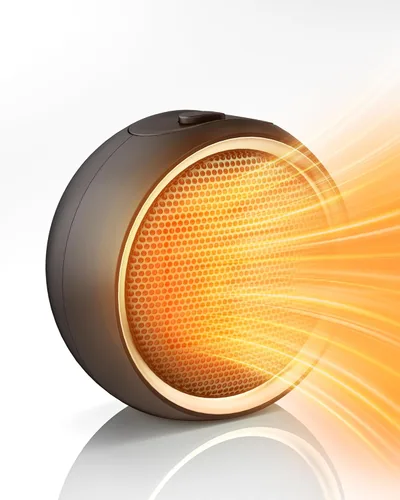 Calentador de espacio para uso en interiores, calentador eléctrico portátil con calentamiento rápido 2S y cerámica PTC, protección contra