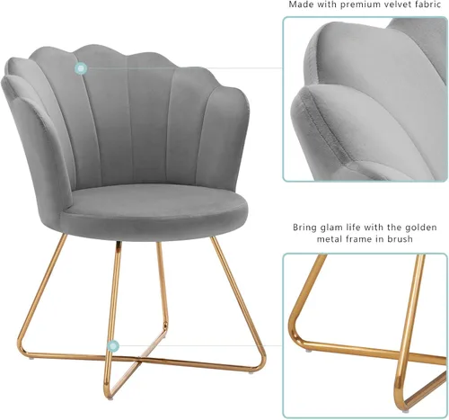 Miniatura 4 de DUHOME Silla decorativa de terciopelo para sala de estar, silla de esquina para dormitorio, sala de estar, silla de sala de estar en forma de concha