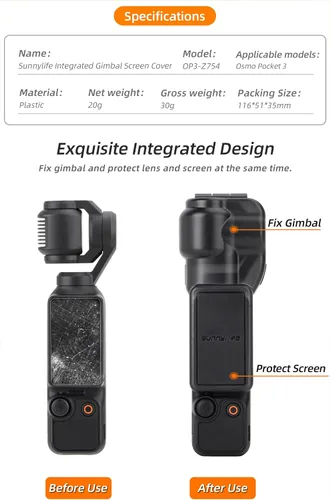 Miniatura 8 de Pocket 3 Funda protectora para DJI Osmo Pocket 3, Gimbal Protector de pantalla de lente Cubierta protectora para DJI Osmo Pocket 3 Accesorios, Negro