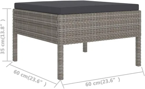 Miniatura 6 de Ensemble Salon de Jardin Gris 6 Pièces en Rotin PE Résistant aux Intempéries avec Coussins Confortables pour Terrasse, Balcon, Jardin - Design