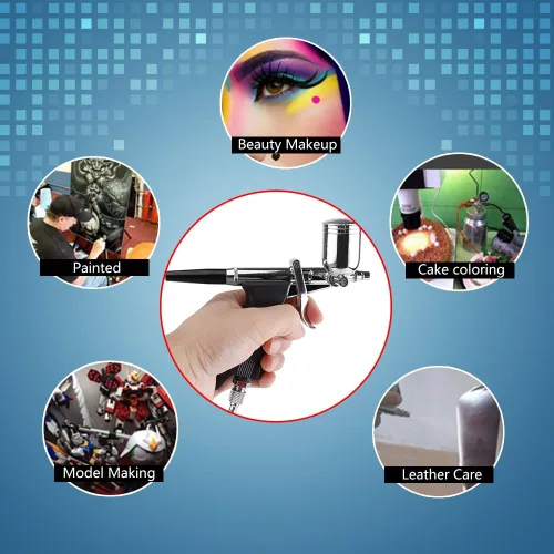 Miniatura 4 de Pistolet Aerographe - Juego de pulverizador de pintura multiusos con 2 tazas de alimentación, aerógrafo para pintura artística