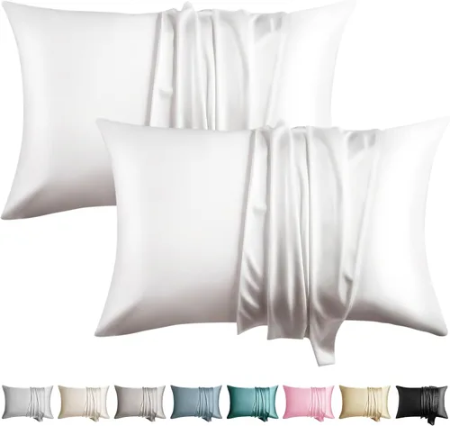 Miniatura 22 de Fundas de almohada de seda 100% 2 unidades, tamaño estándar, seda de morera para cabello y piel, juego de 2, seda de grado superior 6A, suave, Negro