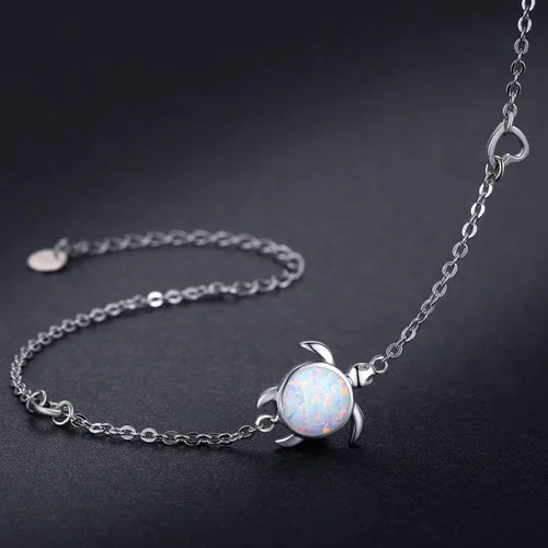 Miniatura 3 de Cuoka Pulsera de tortuga de plata de ley 925 con ópalo y tortuga marina, pulsera de tortuga de mar, pulsera de naturaleza oceánica, regalo para ella