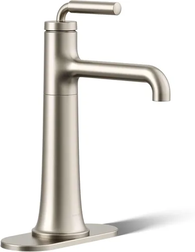 Kohler 26437-4-BN Tone - Grifo alto para lavabo de baño con un solo mango, 1.2 gpm, níquel cepillado vibrante