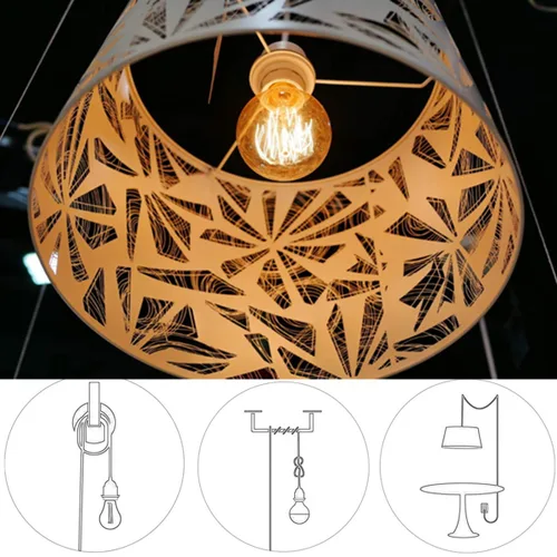 Miniatura 5 de HESSION Paquete de 2 luces colgantes enchufables de 15 pies, cable de extensión negro con interruptor de encendido/apagado en línea, enchufe E26 E27