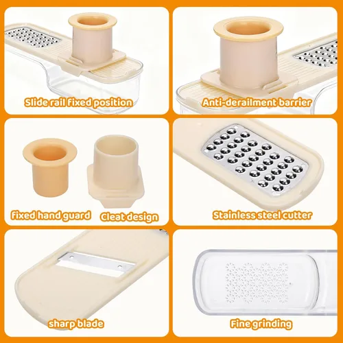 Miniatura 5 de Palksky Cortador de mandolinas de ajo, súper fino, 3 en 1, multifuncional, con trituradora, picadora de ajo portátil, utensilios de cocina, 2