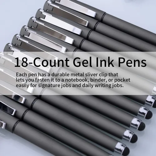 Miniatura 3 de MiSiBao Bolígrafos de tinta de gel de 0.028 in de punta media 2 en 1 con lápiz capacitivo, bolígrafo de trabajo de escritura suave para oficina