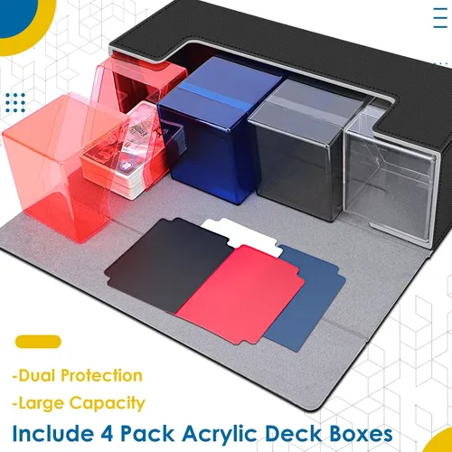 Miniatura 2 de Caja de cubierta de cartas Homthy para cartas coleccionables, caja de almacenamiento de cartas Commander de cuero con cierre magnético que contiene