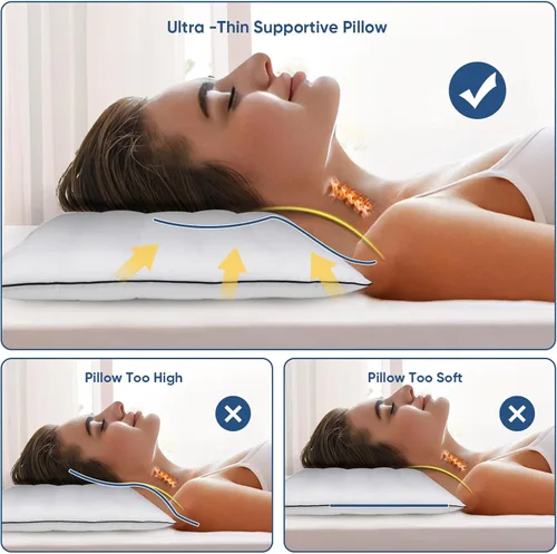 Miniatura 5 de MINUPWELL Almohadas ultra finas, almohadas planas para dormir delgadas con soporte 7D de 2.5 pulgadas de altura, almohadas de cama delgadas