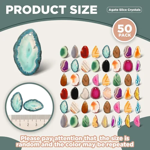 Miniatura 2 de Nuenen 50 piezas de rebanadas de cristales de ágata a granel pulidos, rebanadas irregulares para mesa de luz, cristales curativos, piedras de geoda