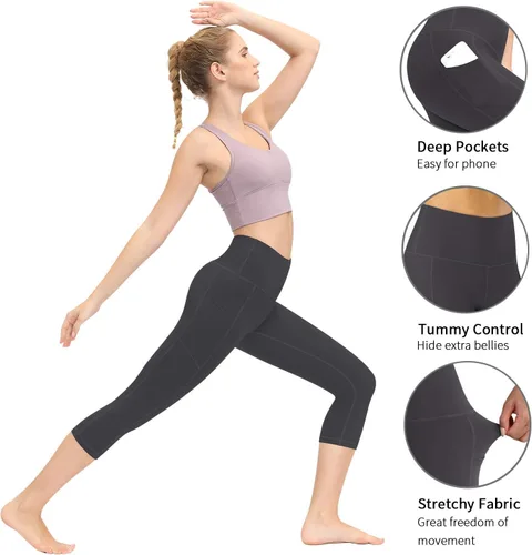Miniatura 4 de Fengbay Pantalones de yoga de cintura alta, pantalones de yoga con bolsillo, control de abdomen, entrenamiento, correr, leggings de yoga elásticos