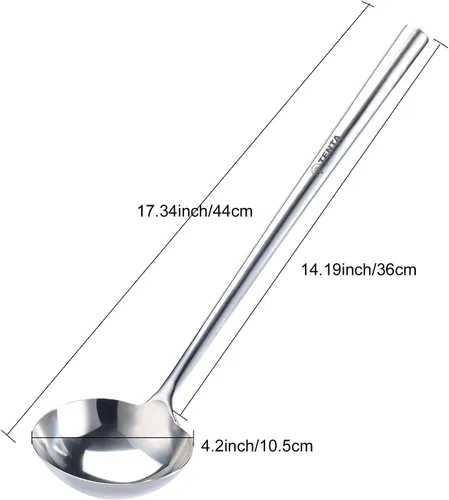 Miniatura 2 de Tenta Kitchen Cuchara profesional grande de acero inoxidable para servir – Cucharón de salsa para sopa para comedor escolar, cocina de hotel
