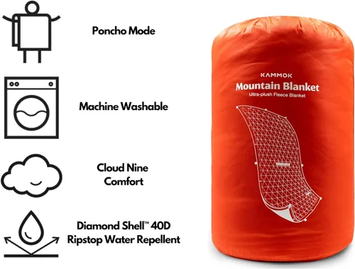 Miniatura 7 de KAMMOK Manta de montaña – Forro polar ultra afelpado, resistente al agua, portátil, duradera, manta de campamento para interiores y exteriores